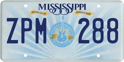 MS license plate ZPM288