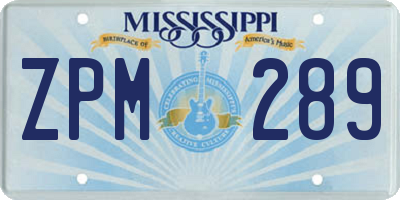 MS license plate ZPM289