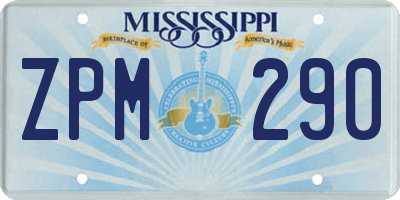 MS license plate ZPM290