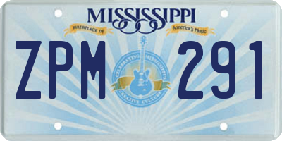 MS license plate ZPM291
