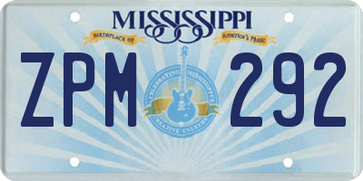 MS license plate ZPM292