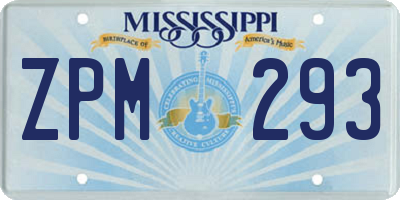 MS license plate ZPM293