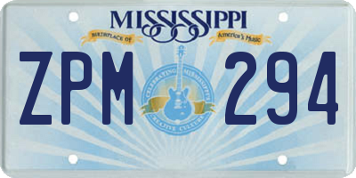 MS license plate ZPM294