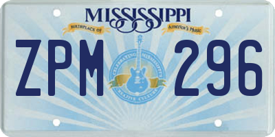 MS license plate ZPM296