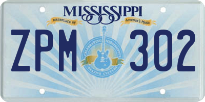 MS license plate ZPM302