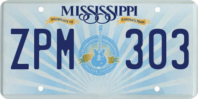 MS license plate ZPM303