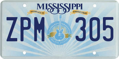 MS license plate ZPM305