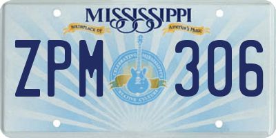MS license plate ZPM306