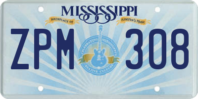 MS license plate ZPM308