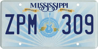 MS license plate ZPM309