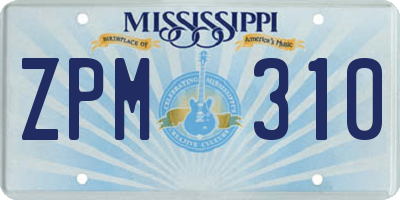MS license plate ZPM310