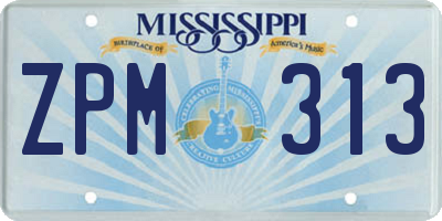 MS license plate ZPM313