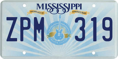 MS license plate ZPM319