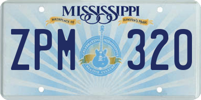 MS license plate ZPM320