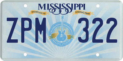 MS license plate ZPM322
