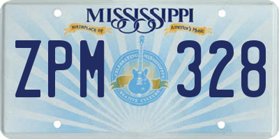 MS license plate ZPM328