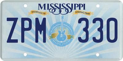 MS license plate ZPM330