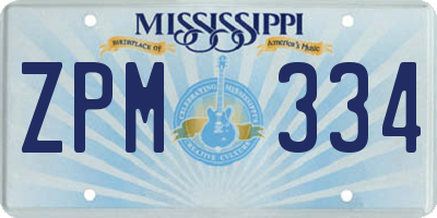 MS license plate ZPM334