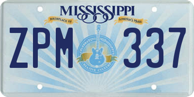 MS license plate ZPM337