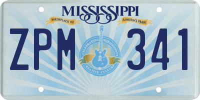 MS license plate ZPM341