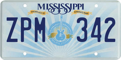 MS license plate ZPM342