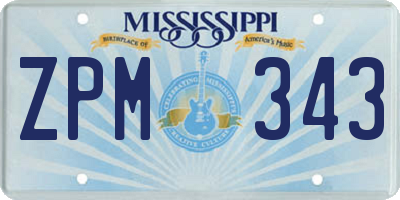 MS license plate ZPM343