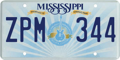 MS license plate ZPM344
