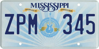 MS license plate ZPM345