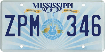 MS license plate ZPM346