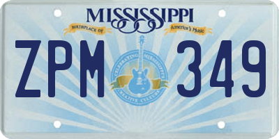 MS license plate ZPM349