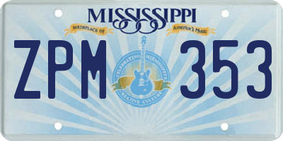 MS license plate ZPM353
