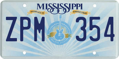 MS license plate ZPM354