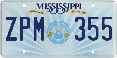 MS license plate ZPM355