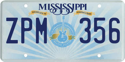 MS license plate ZPM356
