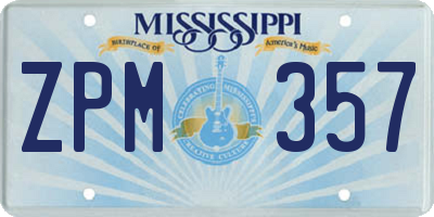 MS license plate ZPM357