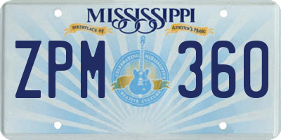 MS license plate ZPM360