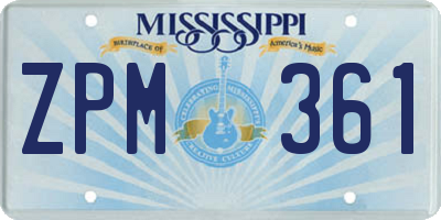 MS license plate ZPM361