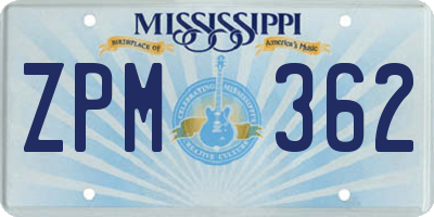 MS license plate ZPM362