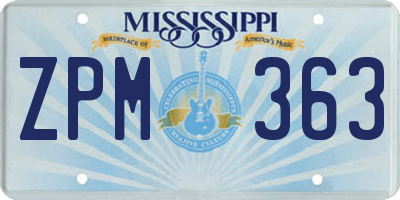 MS license plate ZPM363