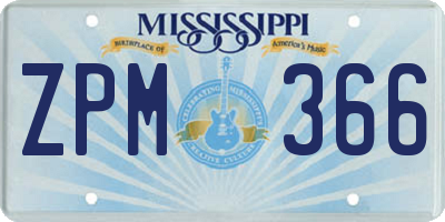 MS license plate ZPM366