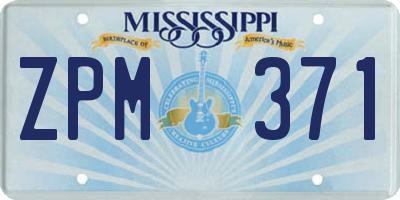 MS license plate ZPM371