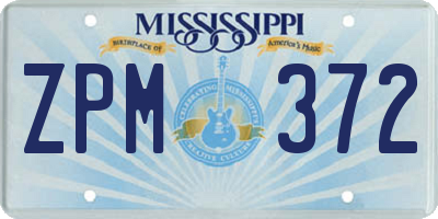 MS license plate ZPM372