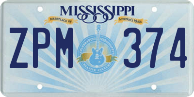 MS license plate ZPM374