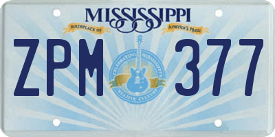 MS license plate ZPM377