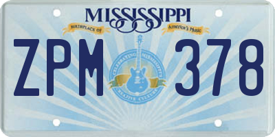 MS license plate ZPM378
