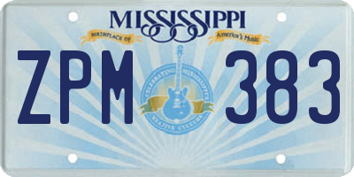MS license plate ZPM383