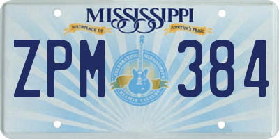 MS license plate ZPM384