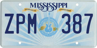 MS license plate ZPM387