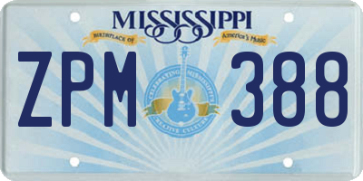 MS license plate ZPM388