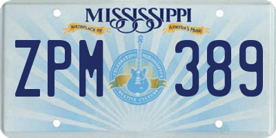 MS license plate ZPM389